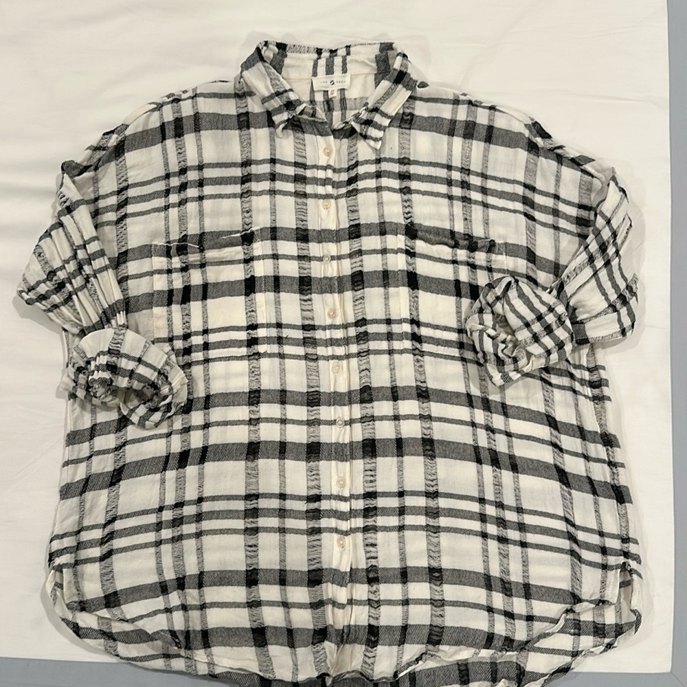 Lou & Grey Buffalo Plaid Button Down Top